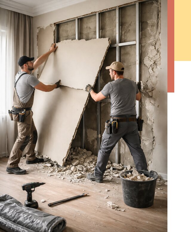 Демонтаж гипсокартона со стен в Санкт-Петербурге от 372 руб. — услуги демонтажа | ОТДЕЛОЧНИК-Снк