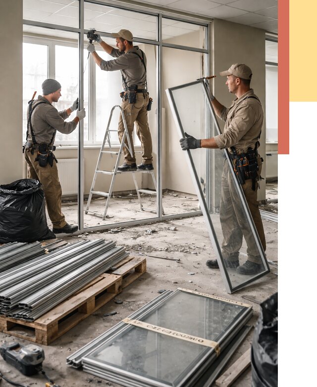 Демонтаж алюминиевых перегородок в Санкт-Петербурге от 4464 руб. — быстро и недорого | ОТДЕЛОЧНИК-Снк