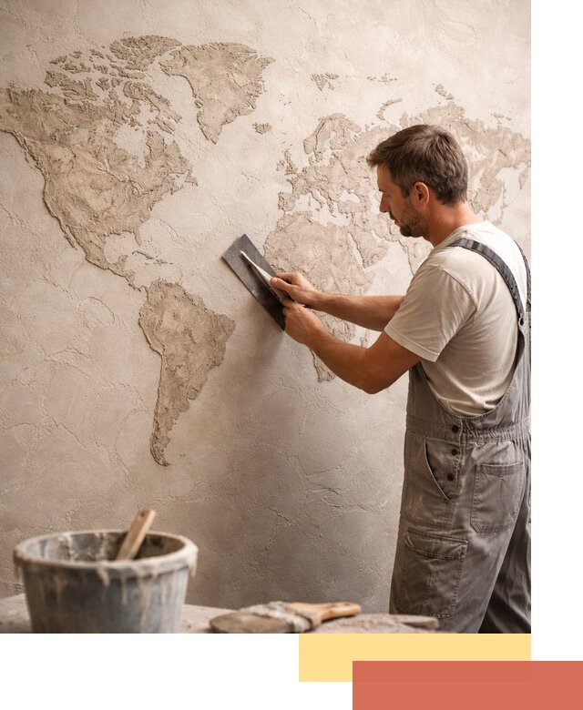 Декоративная штукатурка «Карта мира» под ключ в Санкт-Петербурге
