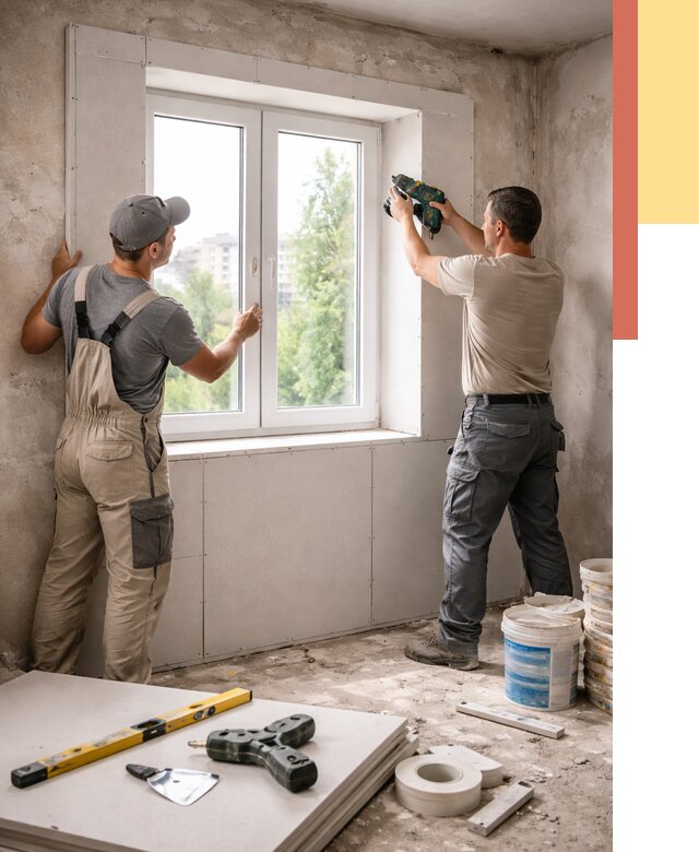 Монтаж откосов из гипсокартона в Санкт-Петербурге от 4783 руб. под ключ | ОТДЕЛОЧНИК-Снк