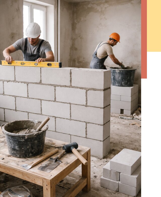 Кладка перегородок из газобетона в Санкт-Петербурге от 3401 руб. под ключ | ОТДЕЛОЧНИК-Снк