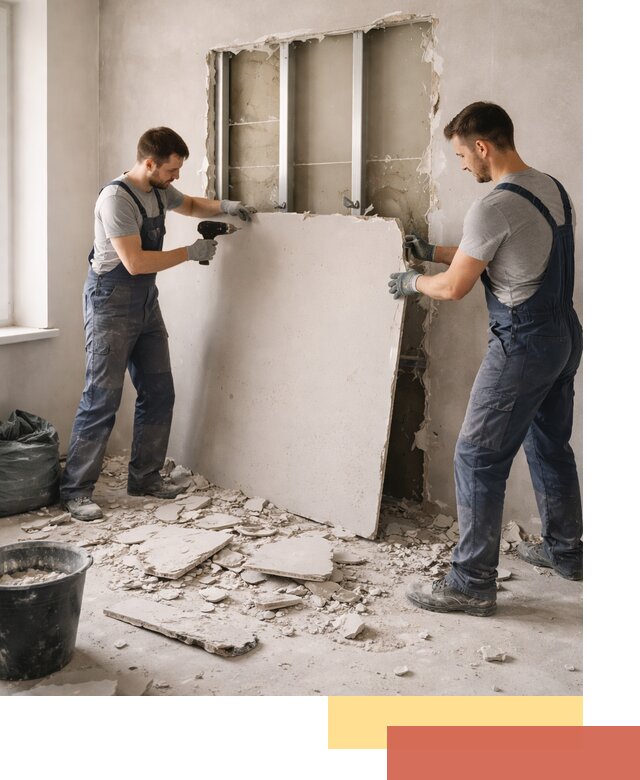 Демонтаж перегородки из гипсокартона в Санкт-Петербурге быстрый и аккуратный