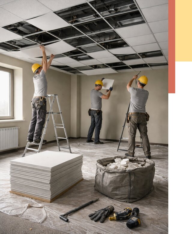 Демонтаж потолка Армстронг в Санкт-Петербурге от 4783 руб. быстро и недорого | ОТДЕЛОЧНИК-Снк