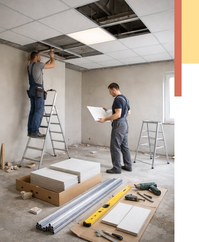 Монтаж потолка армстронг в Санкт-Петербурге от 4783 руб/м2 — быстрая установка под ключ | ОТДЕЛОЧНИК-Снк