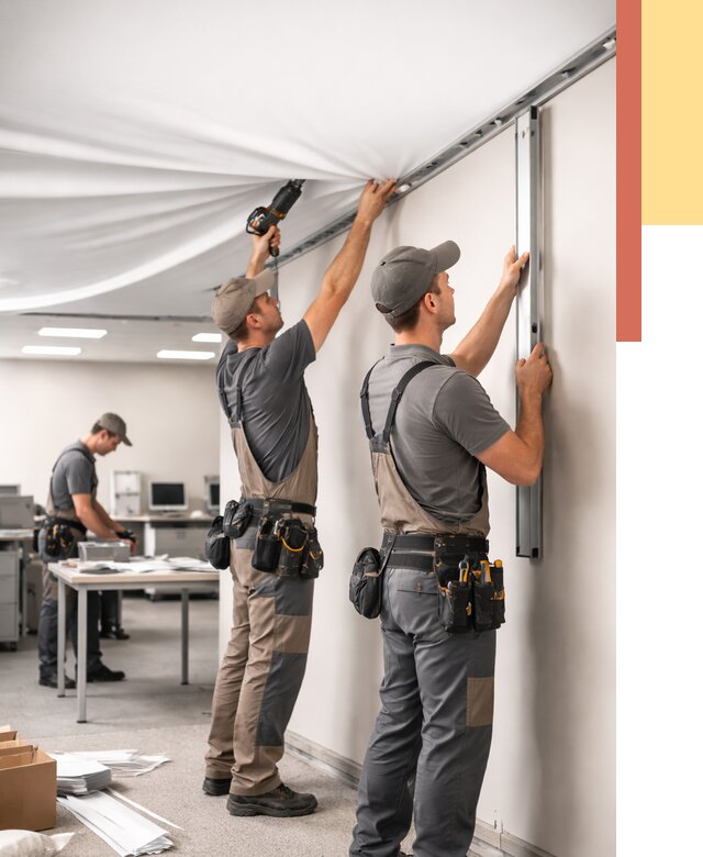 Монтаж натяжного потолка в офисе в Санкт-Петербурге от 478 руб/м² — быстро и недорого | ОТДЕЛОЧНИК-Снк