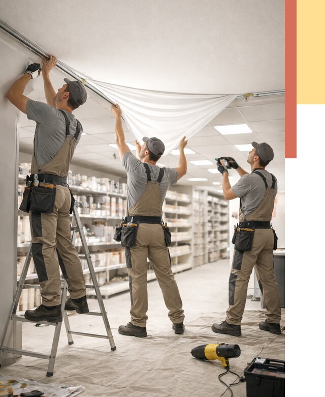Монтаж натяжного потолка в магазине в Санкт-Петербурге от 4783 руб. быстро и недорого | ОТДЕЛОЧНИК-Снк