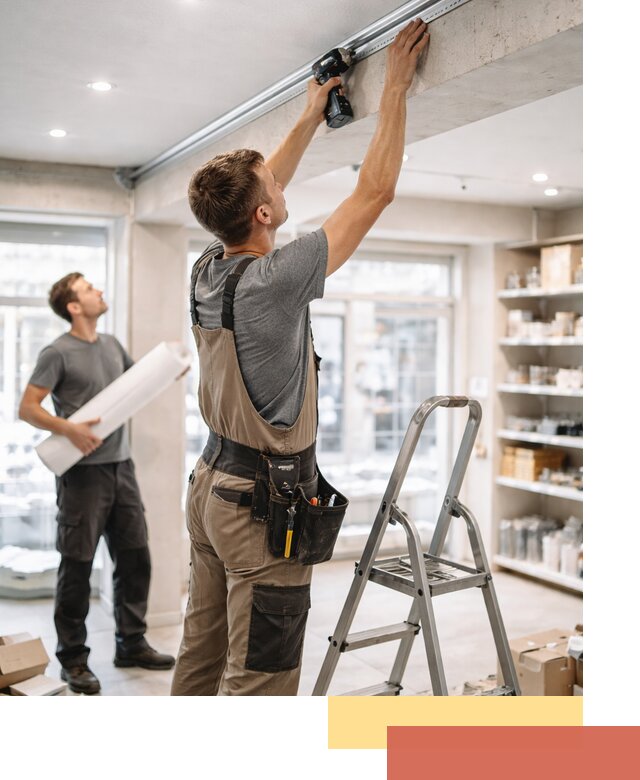 Монтаж натяжных потолков в магазине в Санкт-Петербурге