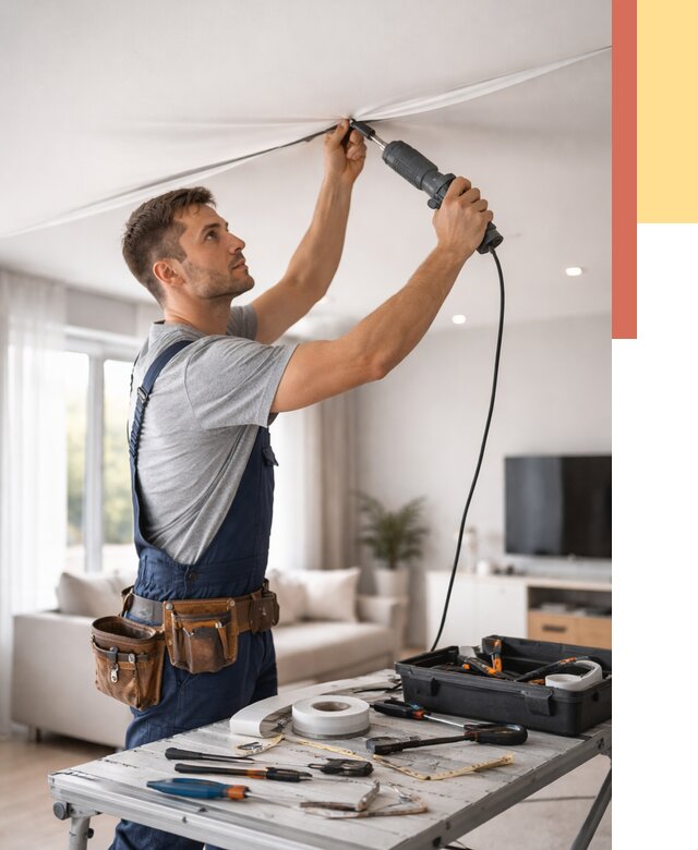 Ремонт натяжных потолков в Санкт-Петербурге от 10097 руб. под ключ — ОТДЕЛОЧНИК-Снк