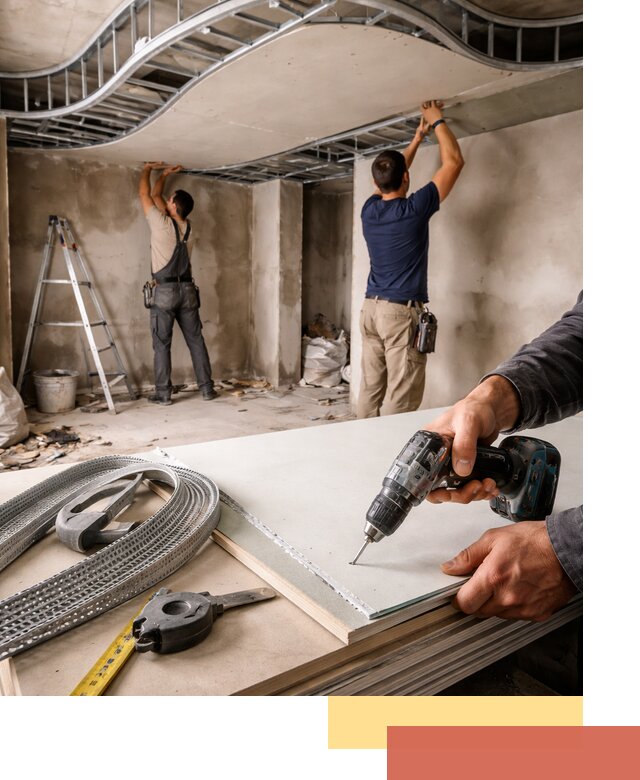 Криволинейный потолок из гипсокартона в Санкт-Петербурге — монтаж и отделка