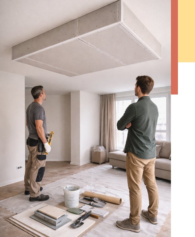 Короб на потолке из гипсокартона в Санкт-Петербурге от 2338 руб. — монтаж и услуги под ключ | ОТДЕЛОЧНИК-Снк