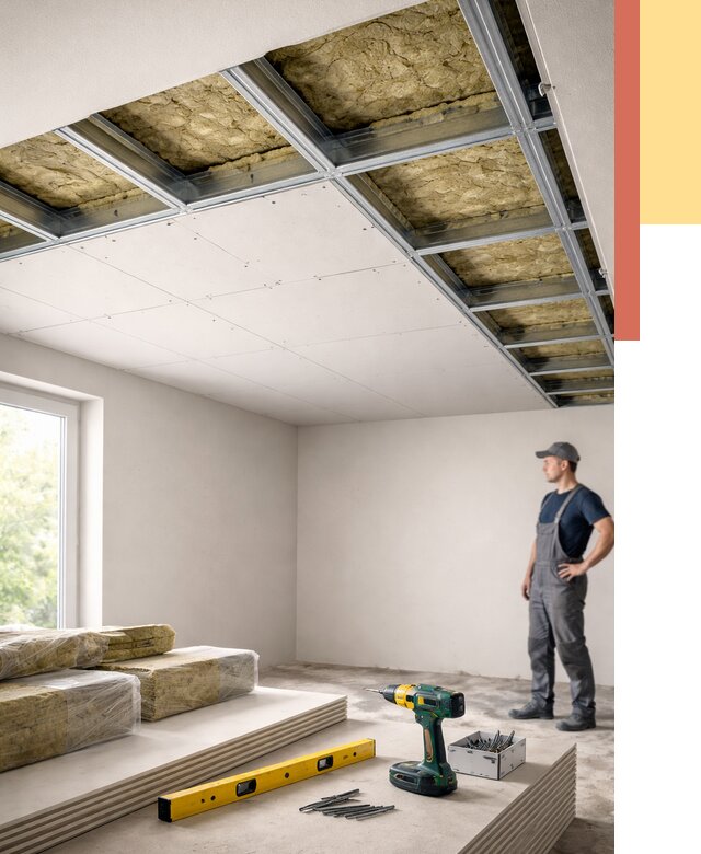 Звукоизоляция потолка ГКЛ в Санкт-Петербурге от 1010 руб. — монтаж под ключ | ОТДЕЛОЧНИК-Снк