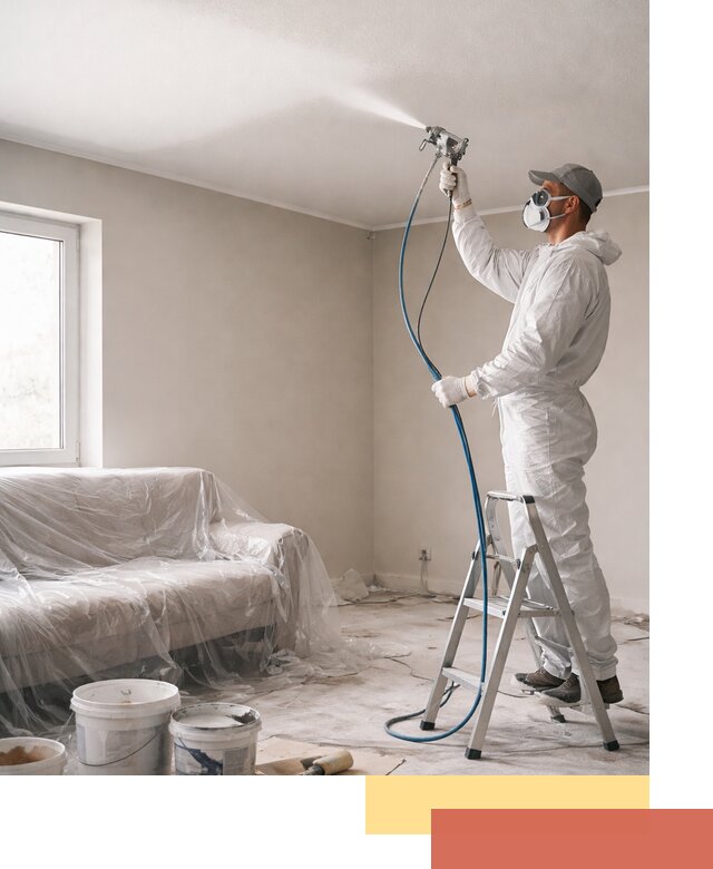 Покраска потолка краскопультом в Санкт-Петербурге быстро и качественно